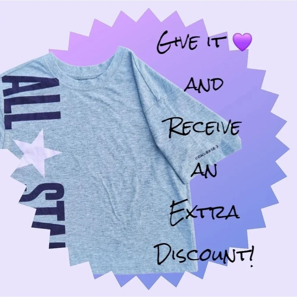 Converse All Star Shirt Kids Girls Gray Size M Short Sleeve Crop Tops Casual